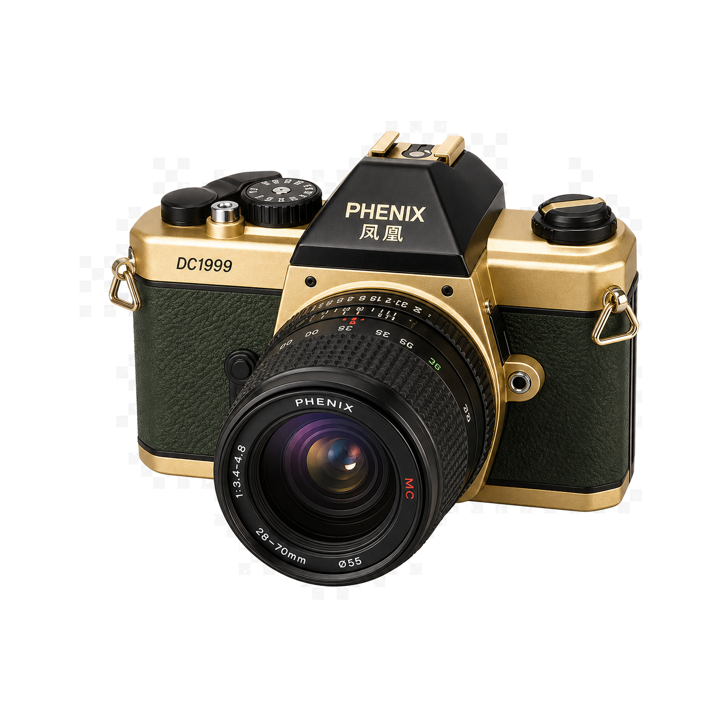 凤凰DC1999金色纪念胶片相机+凤凰28-70mm/f3.4-4.8套机型号图